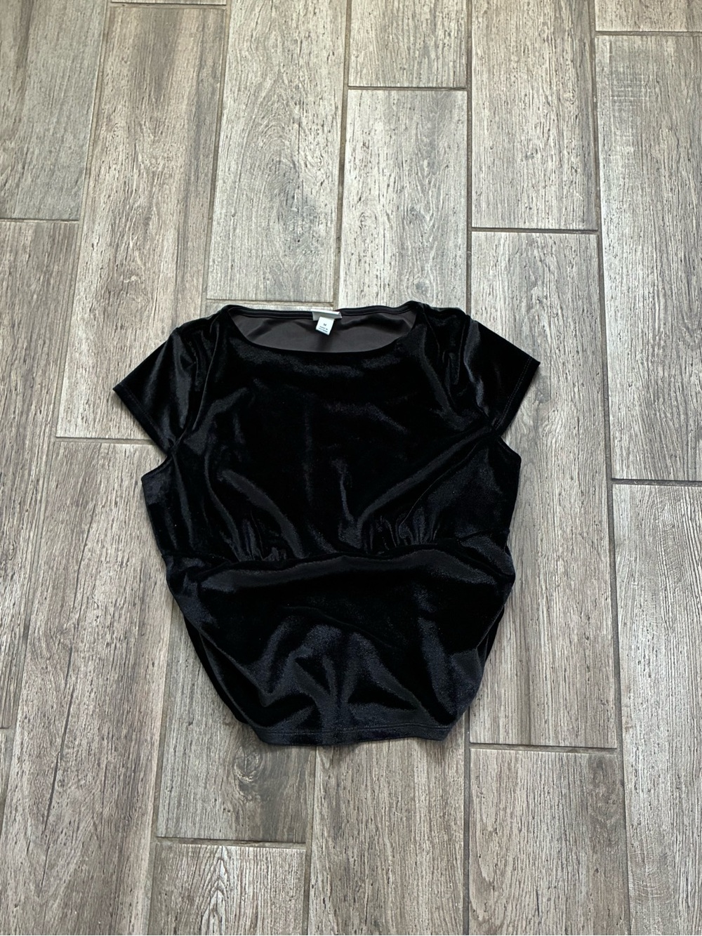 a new day Black Velvet Short Sleeve Top